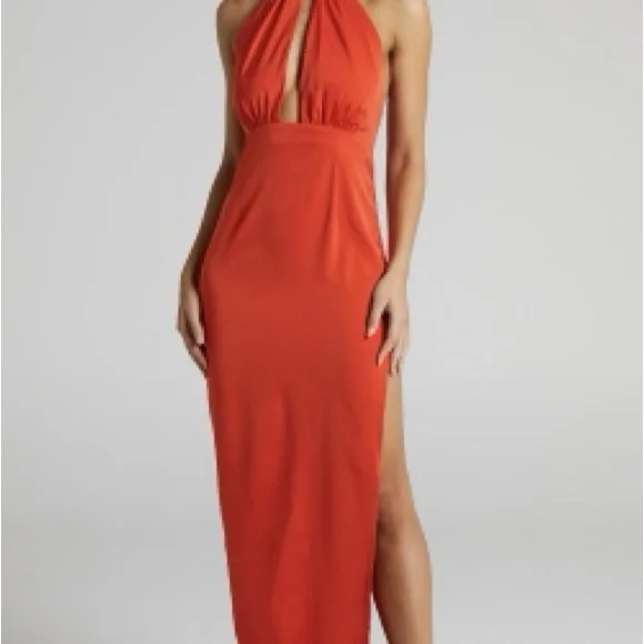 Showpo. | Dresses | Showpo Orange Backless Halter Maxi Dress | Poshmark